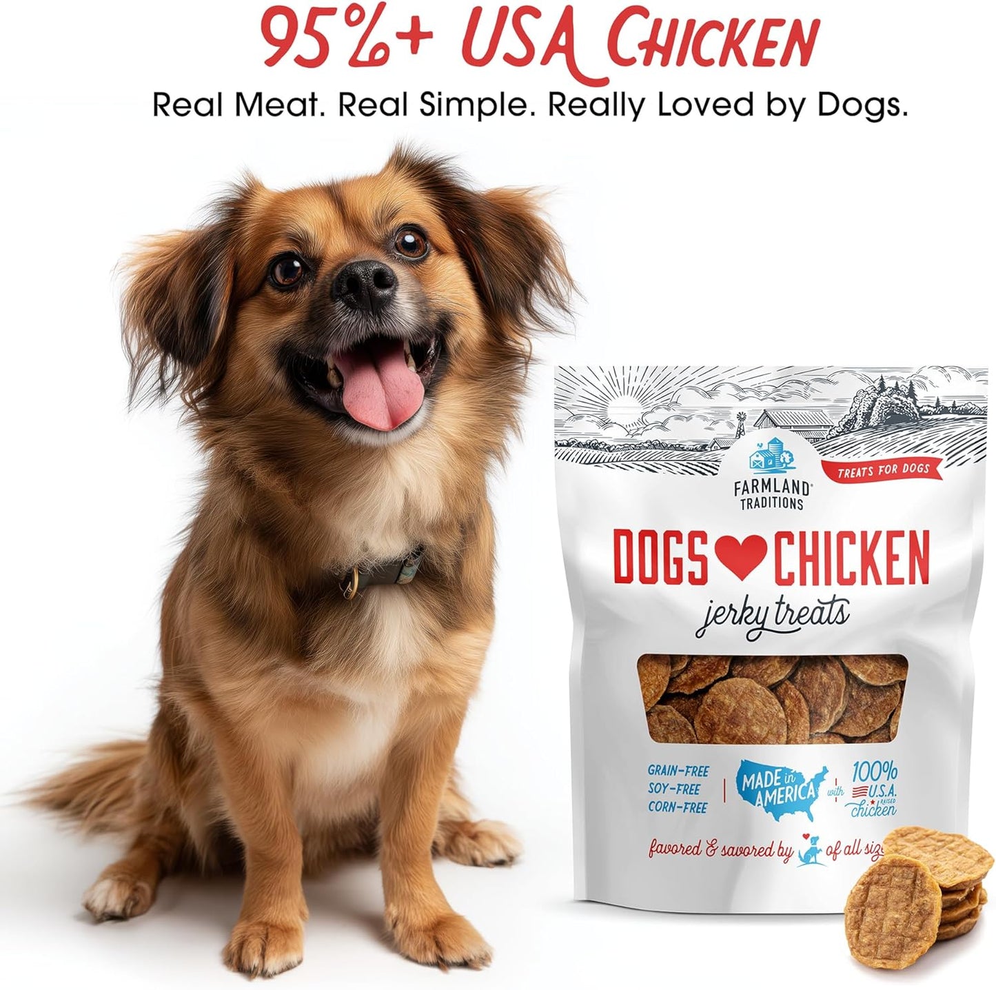 Dogs Love Chicken Jerky Dog Treats, Premium Two-Ingredient Dog Jerky with Usa-Raised Chicken, 3-Pound Bag