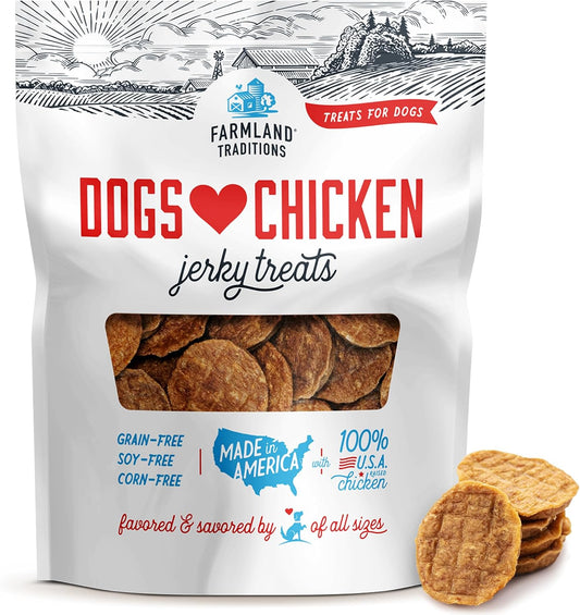 Dogs Love Chicken Jerky Dog Treats, Premium Two-Ingredient Dog Jerky with Usa-Raised Chicken, 3-Pound Bag